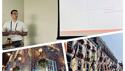 Fotocollage von Tobias H&auml;rtel bei seiner Pr&auml;sentation und Bildern aus Dublin