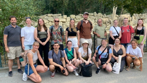 A group of students at Schönbrunn Zoo