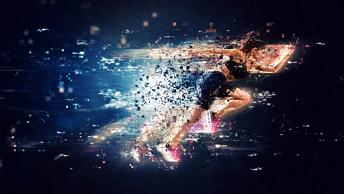 Illustration of a runner against a black background