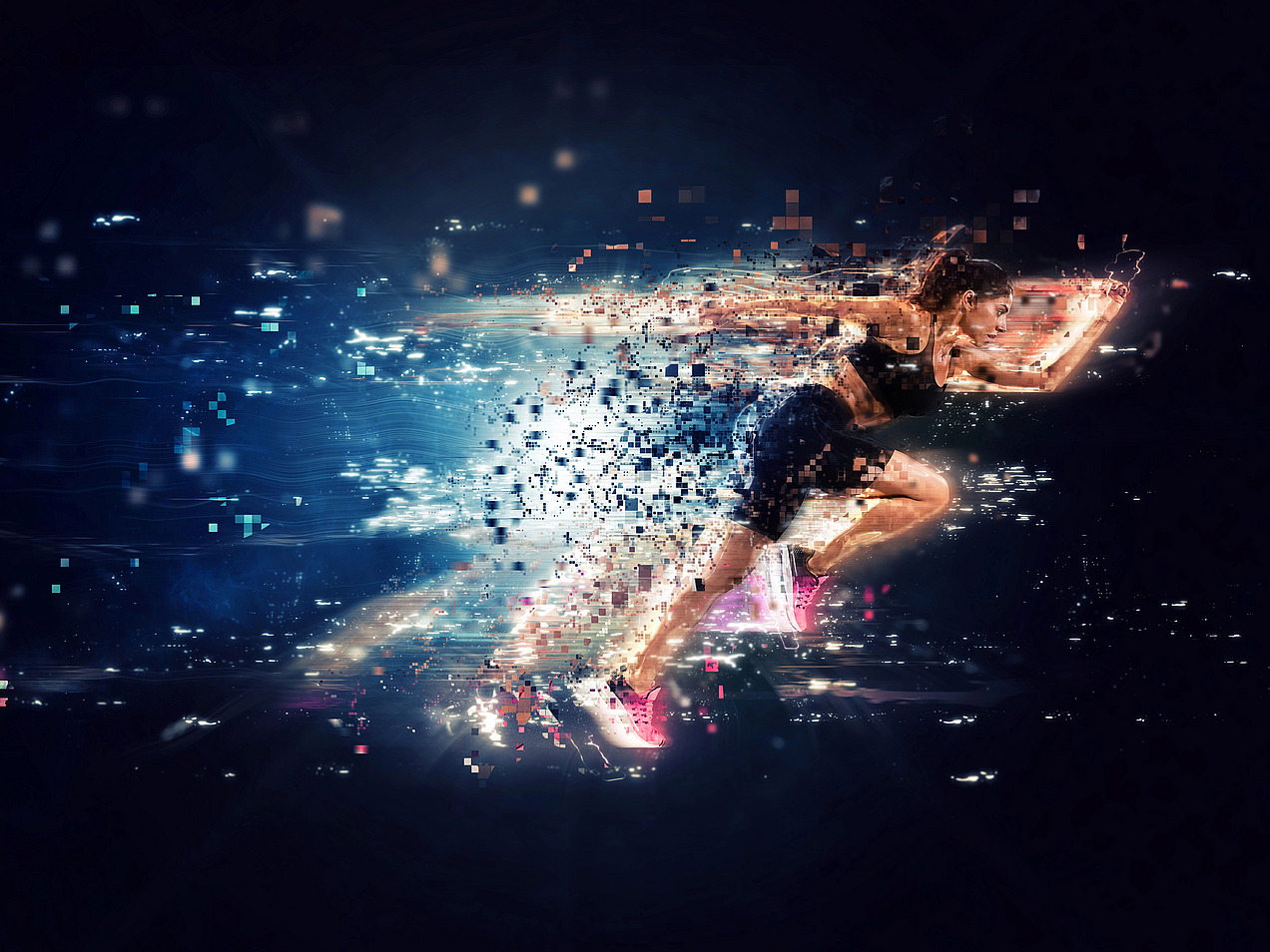 Illustration of a runner against a black background