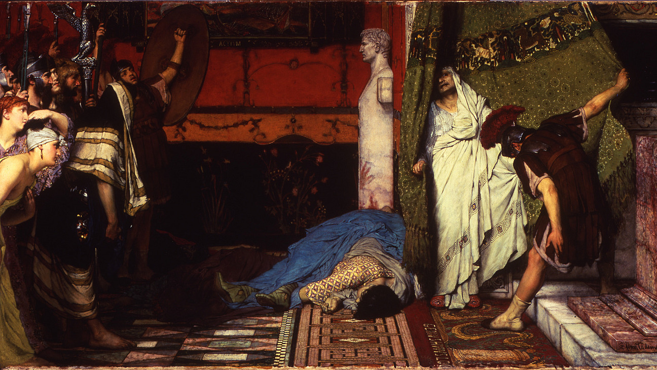 Der Herrschaftsantritt des Claudius nach Sir Lawrence Alma-Tadema.