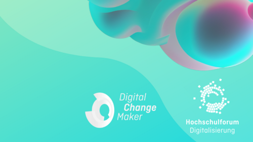 Call for DCM 26_(LinkedIn-Banner) - 2 Türkisfarbene Grafik mit Bubbles und Schriftzug des Digitalforums