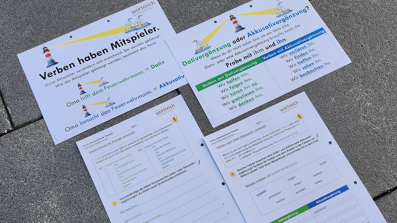 Arbeitsmaterial zum Modul Grammatische Themen. Wann braucht ein Verb eine Dativ oder Akkusativergänzung? Verben haben Mitspieler. Probe mit ihm und ihn.