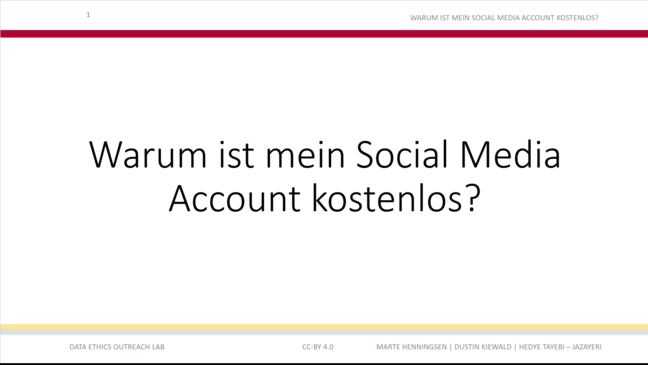 Presentation slide titled 'Why is my Social Media Account free?