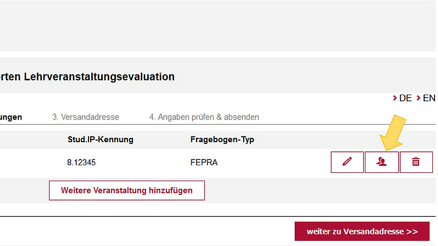 Angabe weiterer Dozent:innen im Anmeldeformular