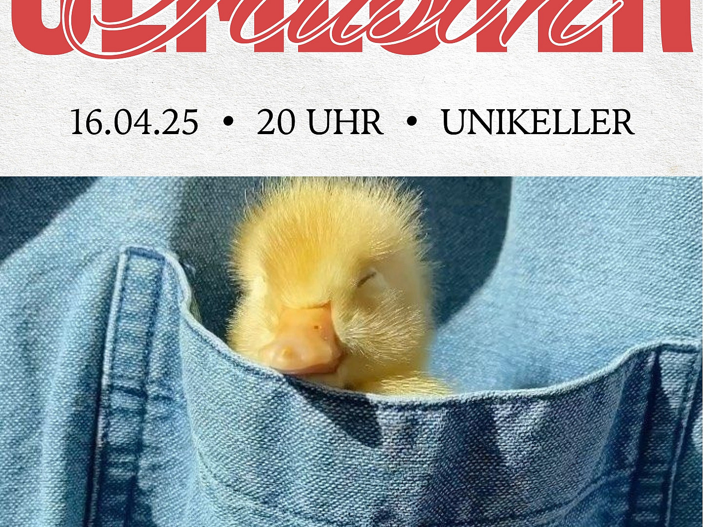Infoplakat für die Semesterstart Party der Fachsachaft Sozialwissenschaften am 16. April 2025 ab 20 Uhr im Unikeller Osnabrück.
