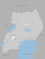Landkarte von Uganda und umgebende Staaten mit Kennzeichnung des Flüchtingslagers Kyaka II