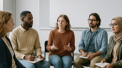 Gruppe von Lehrer*innen in Seminarraum