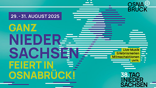 Grafik mit Schriftzug "Ganz Niedersachsen feiert in Osnabrück"