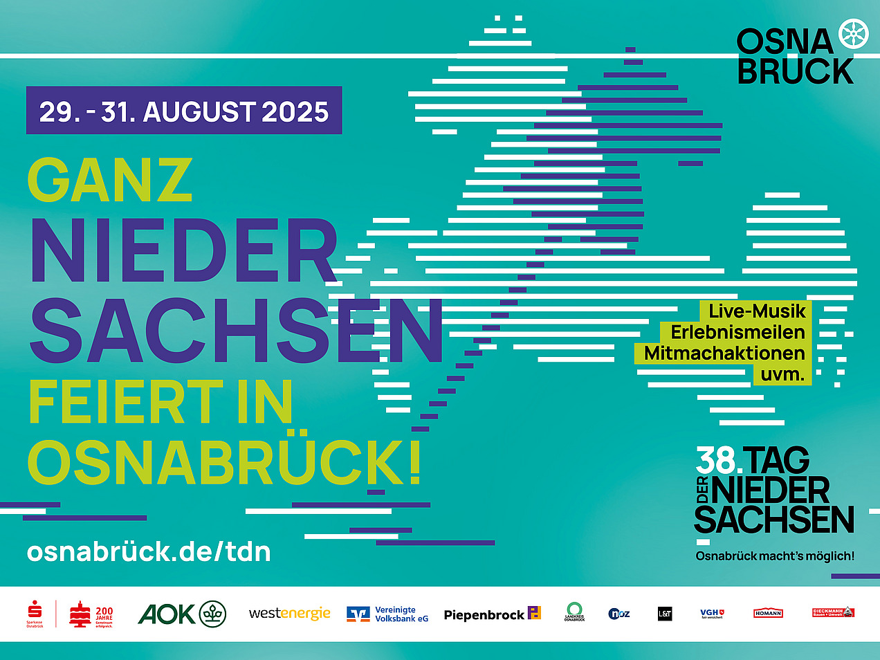 Grafik mit Schriftzug "Ganz Niedersachsen feiert in Osnabrück"