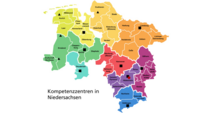 Karte der nieders&auml;chsischen Konpetenzzentren f&uuml;r Lehrkr&auml;ftefortbildung