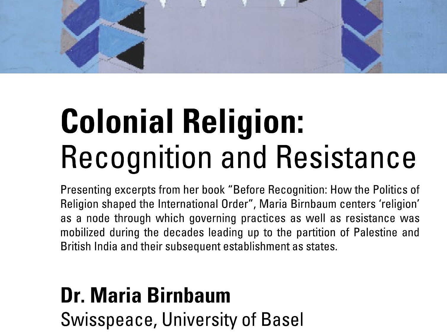 Lecture poster: Title and brief description with a detail from the cover of Dr. Birnbaum’s book. Contact: daniel.mertens@uni-osnabrueck.de