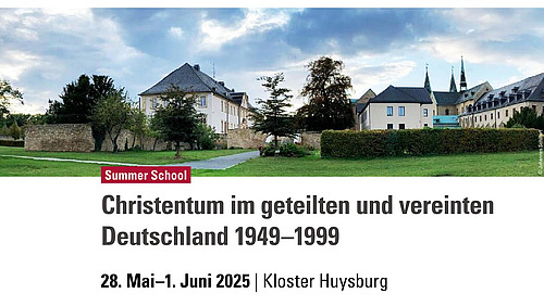 Plakat der Summerschool mit Au&szlig;eransicht des Klosters der Summerschool