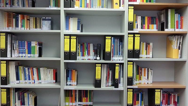 Bücherregale mit Büchern und Ordnern