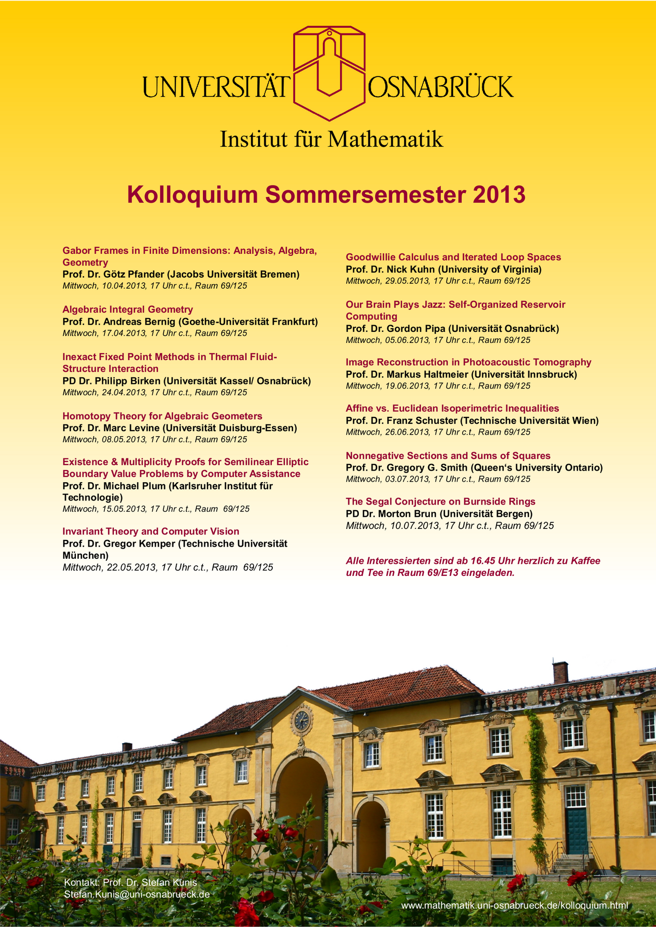 Liste der Kolloquiumsvorträge