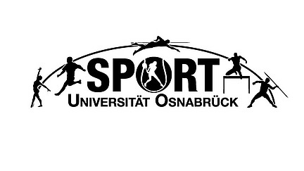 Logo der Fachschaft Sport. Fünf Schemen betreiben rund um den Schriftzug verschiedene Sportarten.