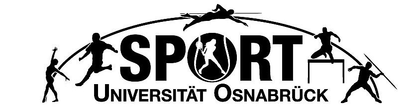 Logo der Fachschaft Sport, der Universität Osnabrück. Verschiedene sportiliche Aktivitäten um einen Schriftzug.