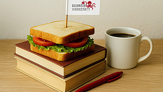 Sandwich auf Büchern