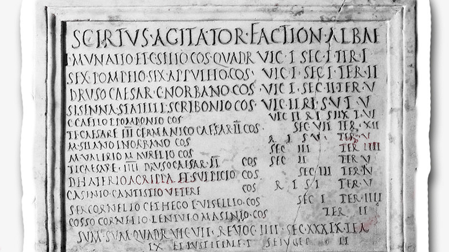 Platte mit Epitaph eines Wagenlenkers