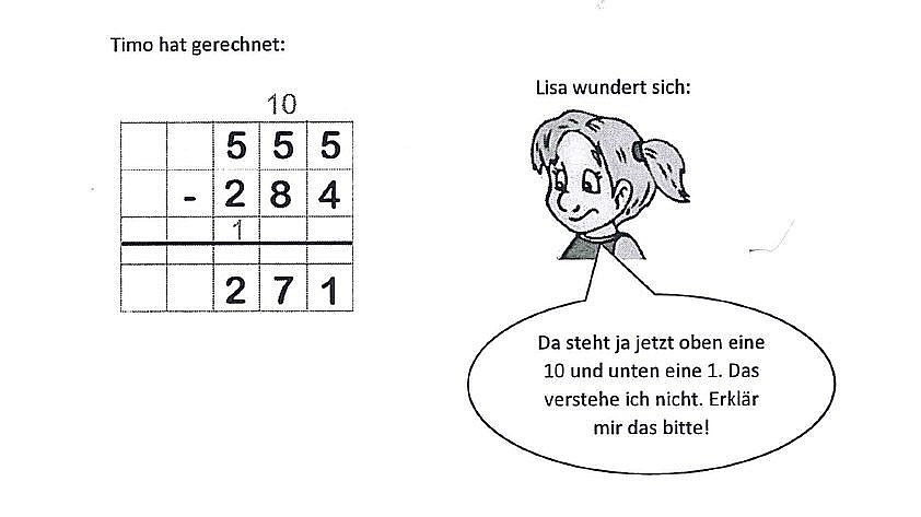 Beispiel einer schriftlichen Subtraktion