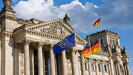 German Bundestag with EU flag