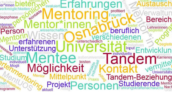 Wordcloud Mentoring. Gestaltung: Friederike Barczak