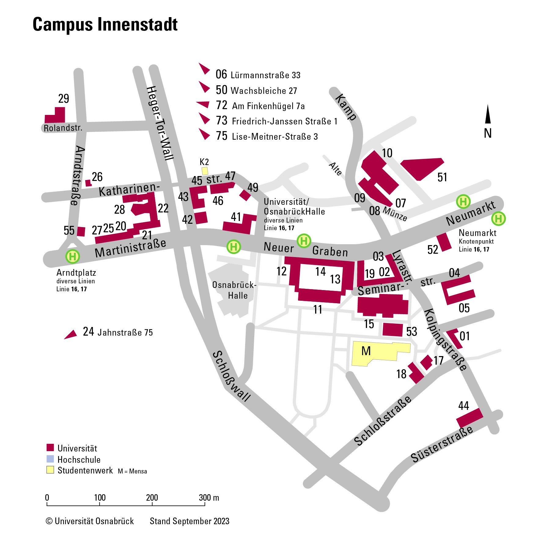 Lageplan des Campus Innenstadt