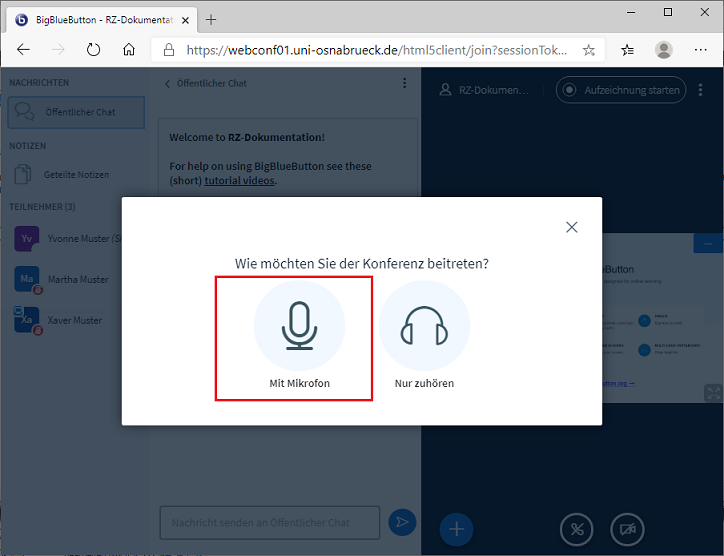 Videokonferenzsystem BigBlueButton