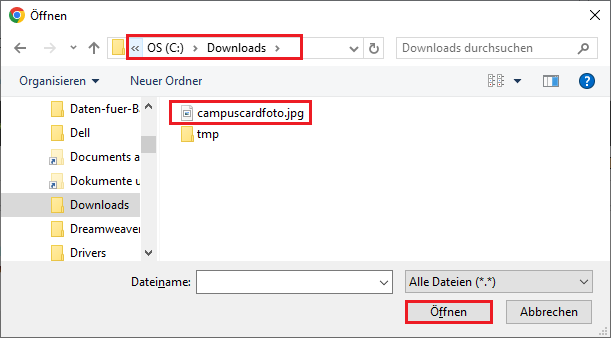 Campuscard - Foto bearbeiten