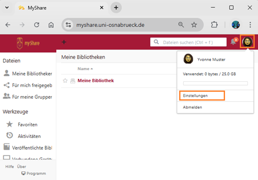 Zwei-Faktor-Authentifizierung - Client for Windows (myShare)