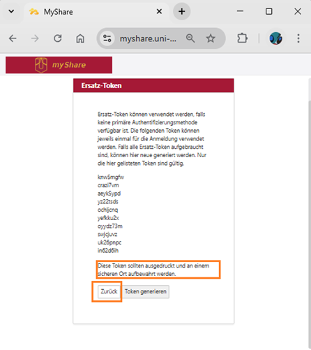 Zwei-Faktor-Authentifizierung - Client for Windows (myShare)