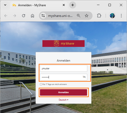 Zwei-Faktor-Authentifizierung - Client for Windows (myShare)