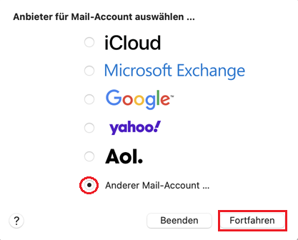 Apple Mail E-Mailkonto einrichten