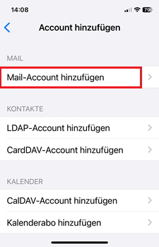 iPhone Mail App -  E-Mailkonto einrichten