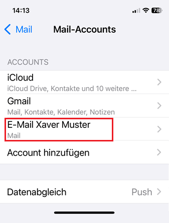 iPhone Mail App -  E-Mailkonto einrichten