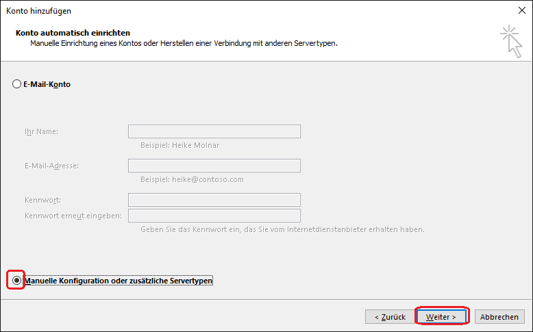 Outlook 2016 E-Mailkonto einrichten