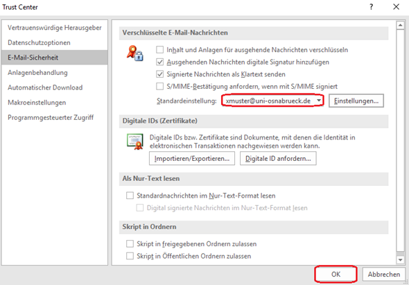 Outlook 2016 Signieren und Verschlüsseln