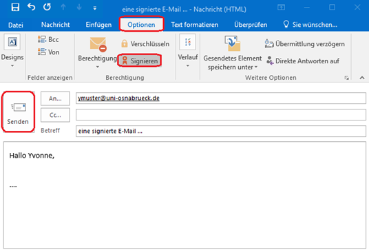 Outlook 2016 Signieren und Verschlüsseln
