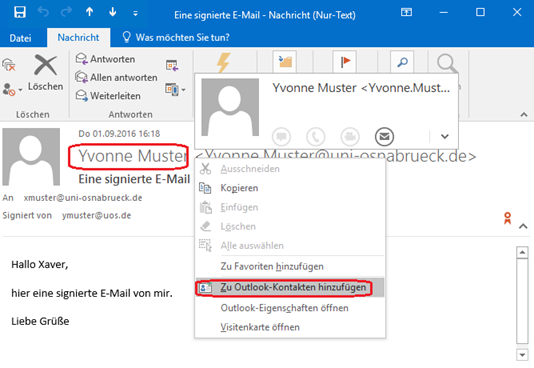 Outlook 2016 Signieren und Verschlüsseln