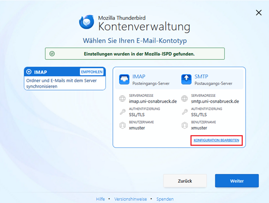 Thunderbird E-Mailkonto einrichten