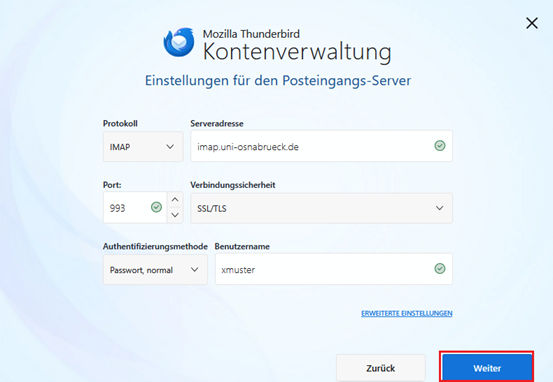 Thunderbird E-Mailkonto einrichten
