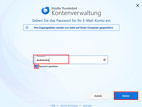 Thunderbird E-Mailkonto einrichten