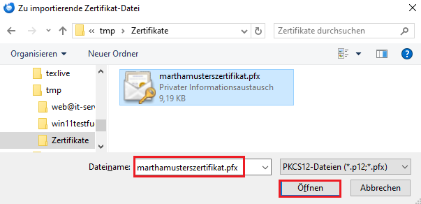 Thunderbird E-Mail (S/MIME)-Zertifikat importieren