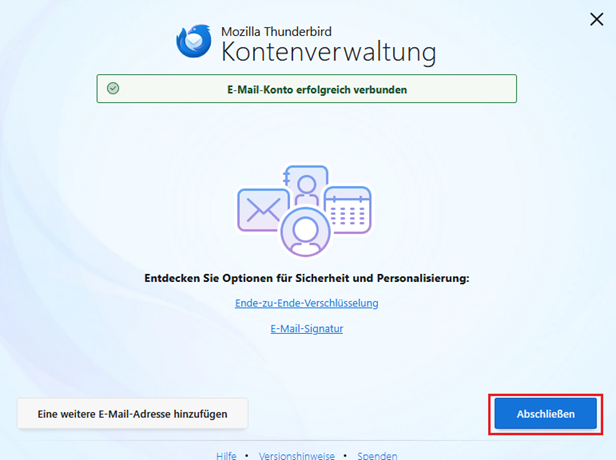 Thunderbird E-Mailkonto einrichten