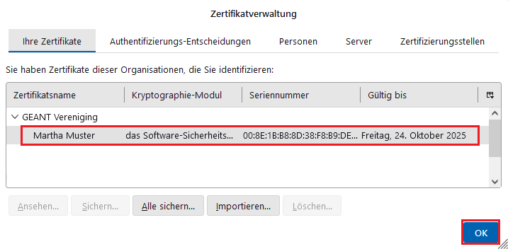 Thunderbird E-Mail (S/MIME)-Zertifikat importieren