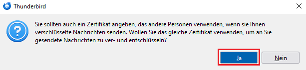 Thunderbird E-Mail (S/MIME)-Zertifikat an E-Mailkonto binden
