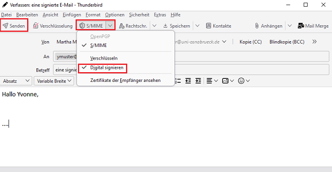 Thunderbird E-Mail Signieren