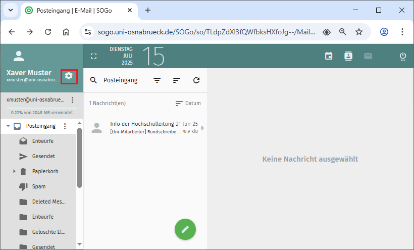 SOGo Webmail Anmeldung