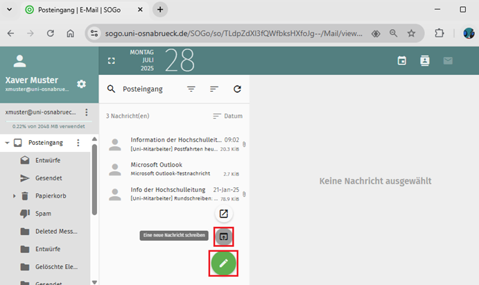 SOGo Webmail E-Mail verfassen