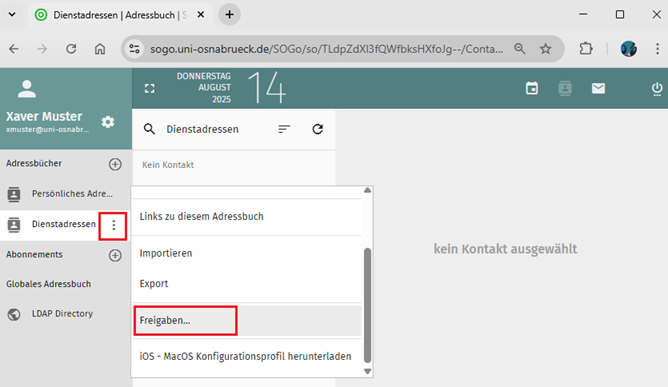 Groupware SOGo - Adressbuch Modul